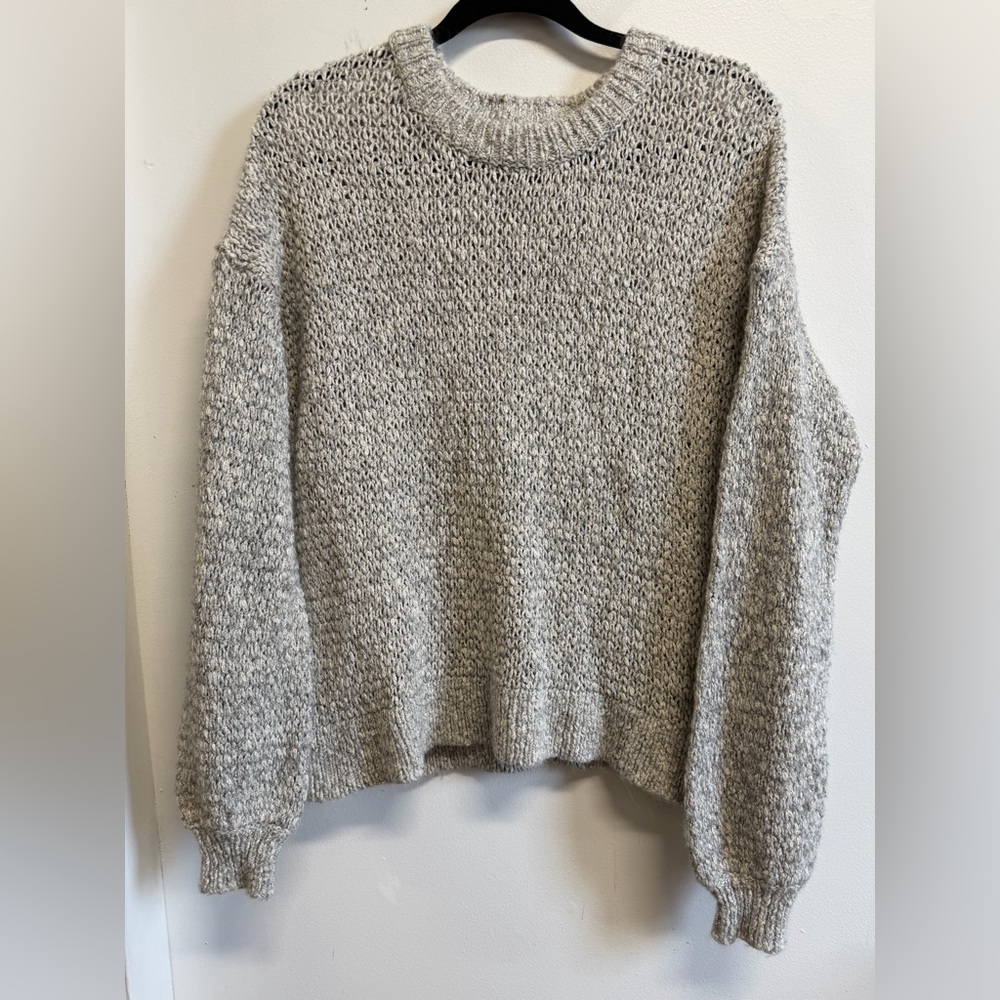 Madewell Alpaca Blend Chunky Knit Sweater Small Gray Crewneck - Picture 3 of 7